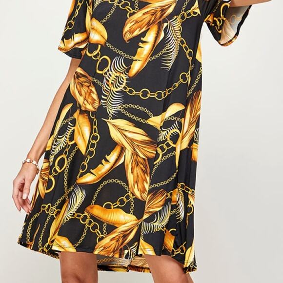 NWT Black and Gold Chain Dress Size Small - Picture 3 of 7